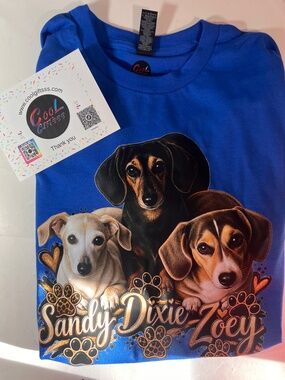 Custom Pet Shirt Dog Cat Tee Made to Order Faux Embroidered S-XL